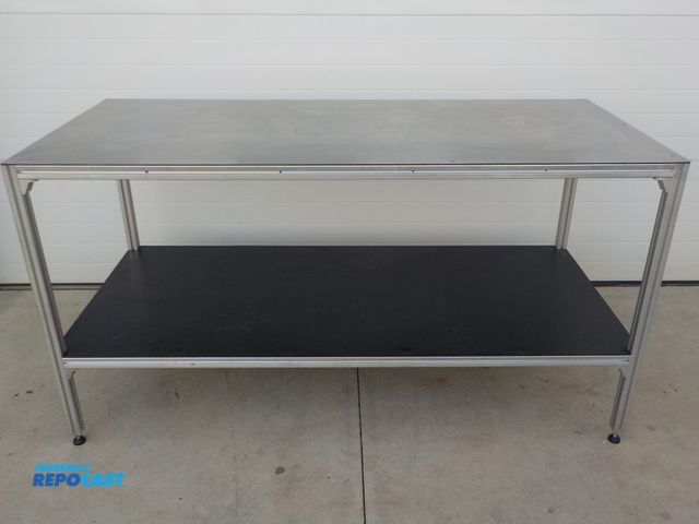 Lot 2-34126 - Commercial stainless steel top work station. Aluminum frame. Bottom shelf. Adjustable feet. 72" w x ...