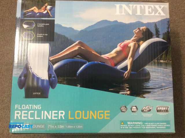 Lot 2-19134 - New INTEX Floating Recliner Lounge. 71” X 53”. Two built in cup holders, two durable grab handles.