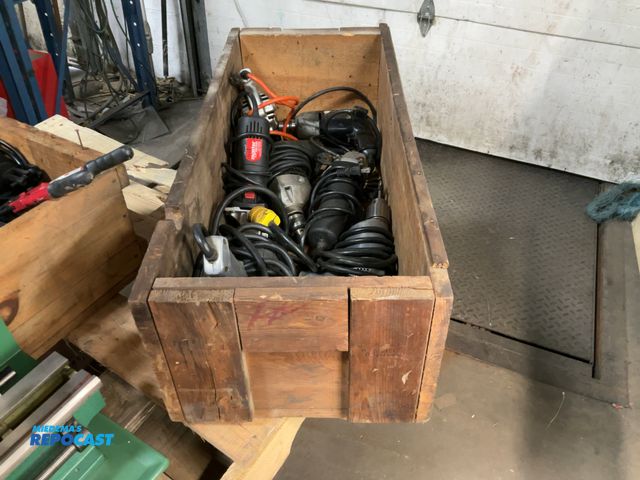 Lot 2-74674 - Electric Powered Crate of Various Hand-Held Power Tools- Not Tested