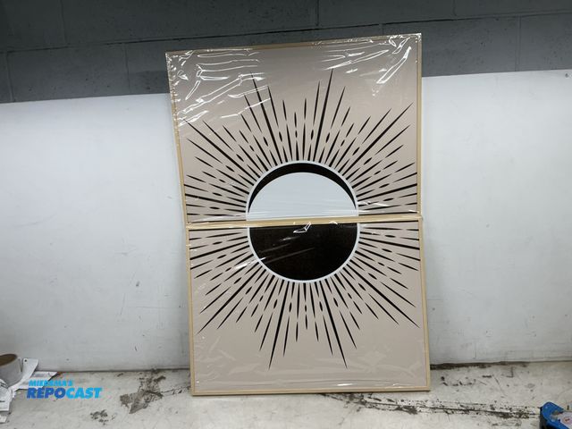 Lot 2-17181 - 1 New 2 Frame Black and White Sun Canvas
