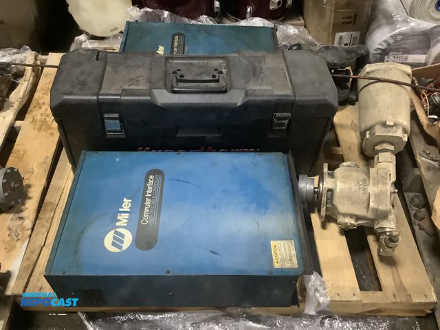 Lot 2-10333 - Skid lot of (2) Miller Computer Interface Fiber Optic Weld Controllers ,a Hypertherm Case, and more