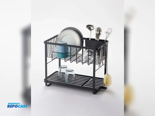 Lot 2-93513 - Metal Lot of (1) Yamazaki two level dish drainer rack in black