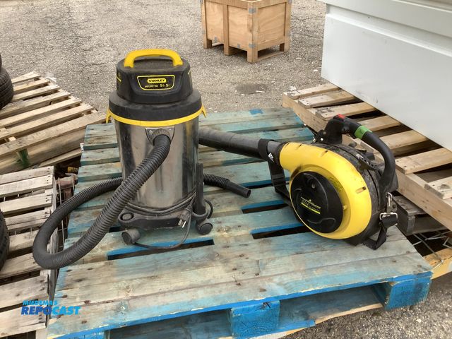 Lot 2-34856 - Stanley wet dry vac, (5 gal, 5HP), and a McCulloch 32cc anti-vibration gas blower vac (MB3201)