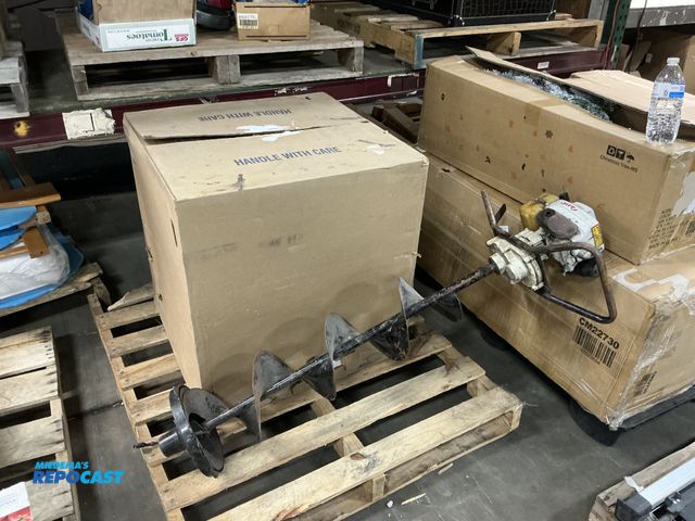 Lot 2-23816 - Lot of one gas ice auger (new), and one 20 gallon Ruud electric water heater
