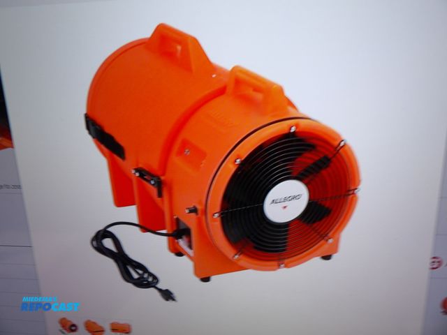 Lot 2-58356 - New in Box Allegro Confined Space Fan: 115/230 V AC, 12"Duct dia, 1hp, orange 25'ft Duct. MPN#4543-2...