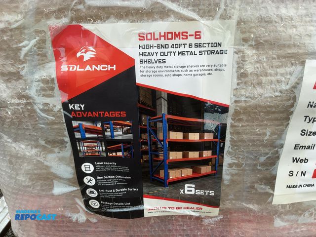 Lot 2-40726 - SDLANCH 6-Section Metal Storage Shelving, 800 lb per shelf capacity, one section measures 78"x24"x78...