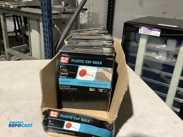 Lot 2-13805 - (4) 1lb Boxes of Grip Rite 1” Plastic Cap Nails.