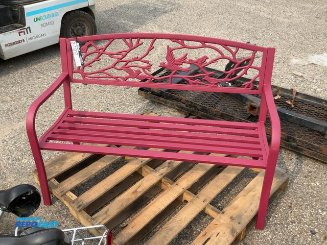 Lot 2-11217 - Lot of (1) Red Metal Decorative Outdoor Bench