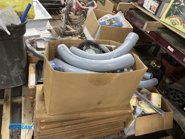Lot 2-64094 - Skid lot of 8’ Screwcovers, Interior/Exterior TV Installation Kits, PVC Pipes, various Cables, and m...