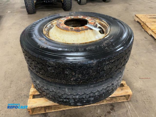 Lot 2-11521 - (2) Used Uniroyal Size 275/80R22.5 Semi Tires on Steel Hub Pilot Wheels