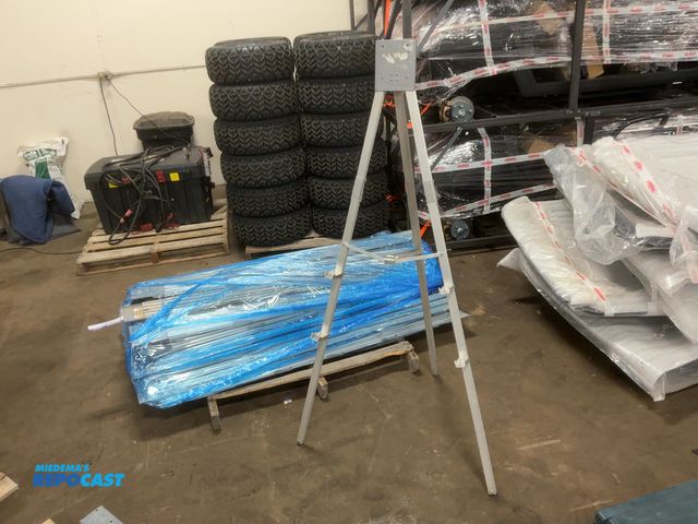 Lot 2-33680 - Skid of Art Easels, fold up, aluminum legs, approx. 62” tall