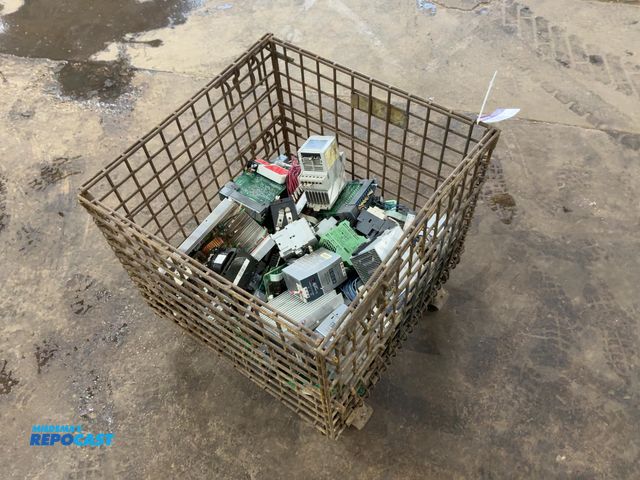 Lot 2-33189 - Metal Forkable Wire Crate with Contents of Assorted Industrial Electrical Components/Parts including...