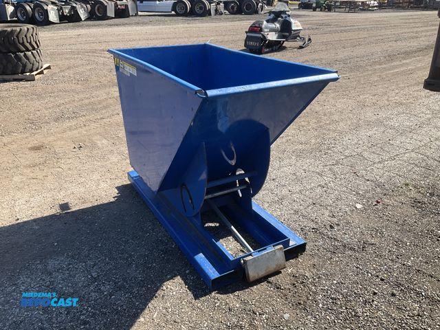 Lot 2-20691 - Vestil 3/4 yard forkable dump hopper, 6000 lb capacity, hopper is 28”W x 54”L x 33” deep, one side i...