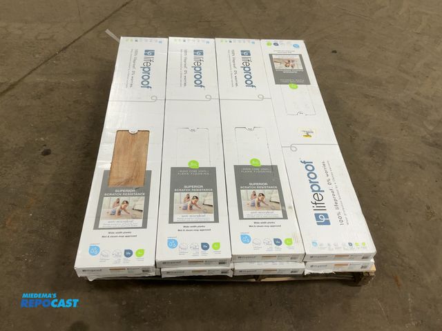 Lot 2-23389 - (8) Boxes of Lifeproof Fresh Oak 6mil Rigid Core Vinyl Plank Flooring, (7) Planks Per Box, 8.66”x47....