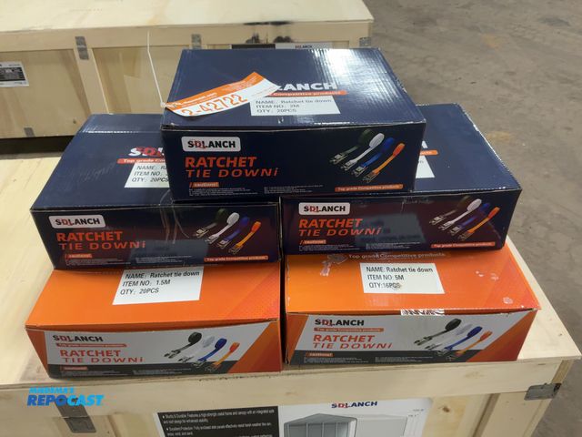 Lot 2-42722 - Lot of New SDLANCH 1” Wide Straps with Ratchets Attached, for looping around items, no hook ends, (2...