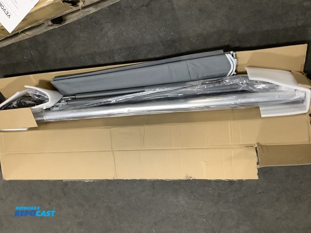 Lot 2-32674 - Lot of (1) Vevor retractable patio awning not assembled gray awning