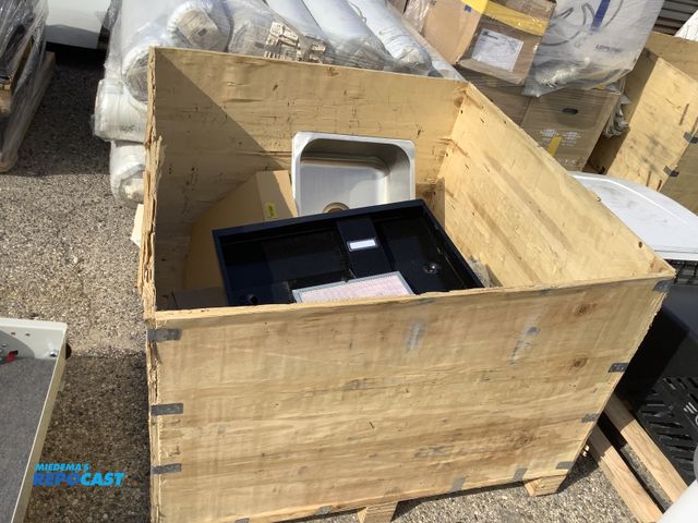 Lot 2-13546 - Crate with RV Toilet, (2) Sinks, Southwire Automatic Transfer Switch, Sigma Wires and Cable/Patch Co...