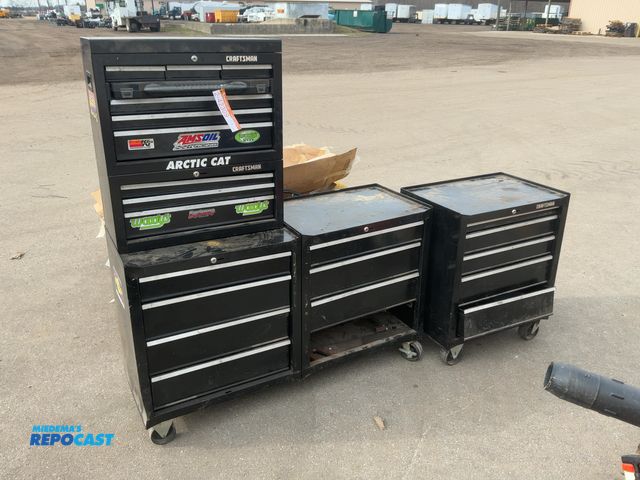 Lot 2-42309 - Lot of Used Craftsman Toolboxes, come with contents of some assorted tools/hardware, includes three ...