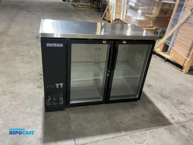 Lot 2-46486 - Norpole NPGB-48 Refrigerated Back Bar Cabinet w/ 12 Cu Ft Capacity, 2 Glass Doors