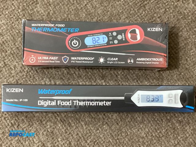 Lot 2-77679 - New Two new KIZEN waterproof digital food thermometers. One is folding, waterproof, magnetic, LCD sc...