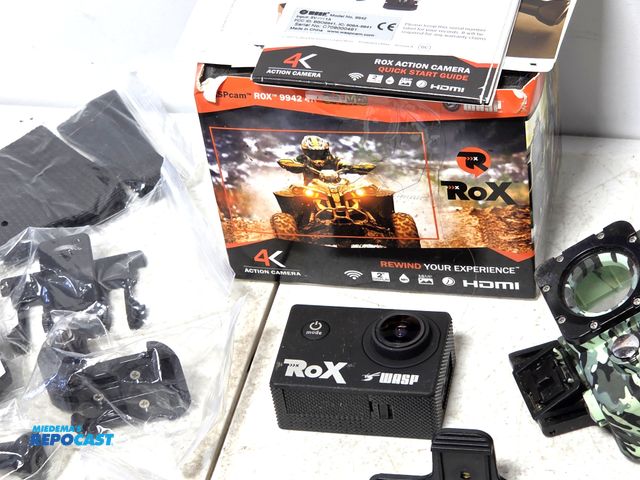 Lot 2-93567 - ROX Sports action camera with accessories.