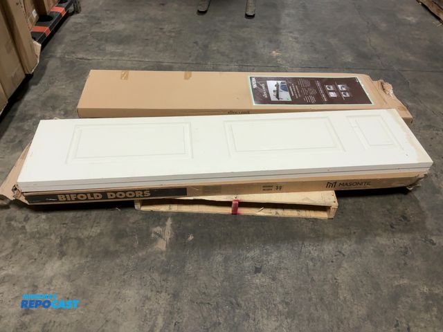 Lot 2-69673 - Skid of bifold doors &amp; shelf kits.