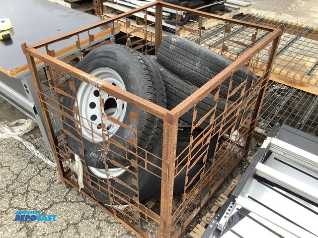 Lot 2-93694 - Metal Crate of (6) Assorted Tires with Rims