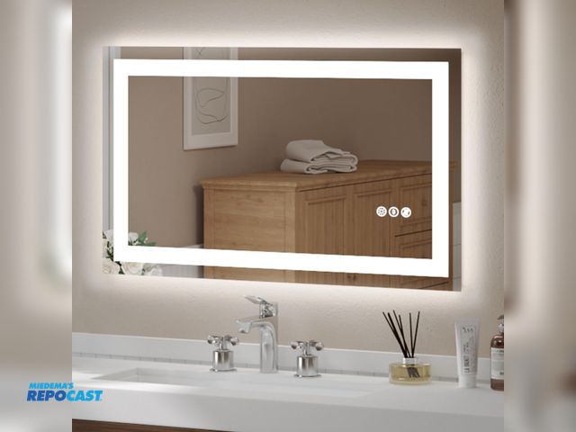 Lot 2-79345 - USHOWER LED Bathroom Mirror 40x24 Inch Tempered Glass - Frameless LED Backlit Lighted Mirror for Bat...