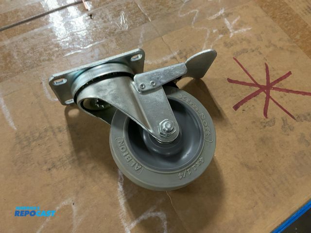 Lot 2-22077 - (8) New 4"x1.25" Xtra Soft Tread Swivel Casters with Brake, ball bearings, 2-1/2x3-5/8" top plate, 3...