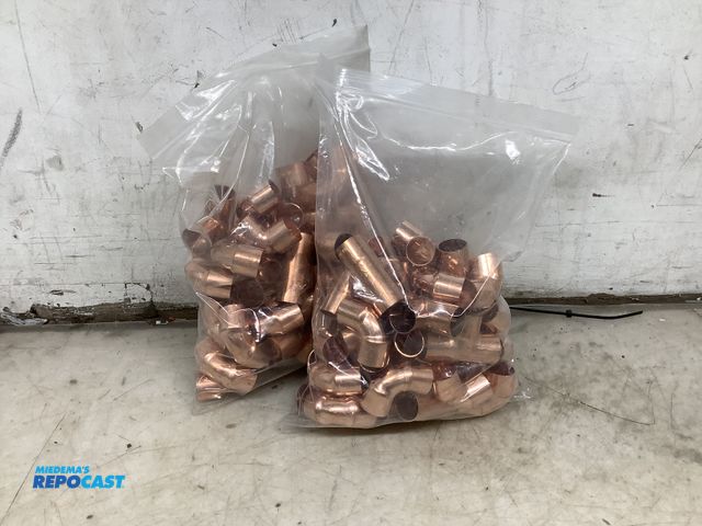 Lot 2-94882 - lot of 2 bags of 7/8 copper fittings for refrigeration or plumbing, new