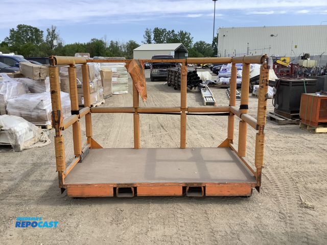 Lot 2-74958 - Metal industrial orange cart on wheels, 49”x79”x58”H