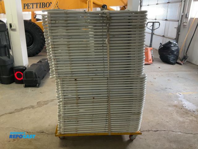 Lot 2-60749 - 50 Metal Folding Chairs W/ metal rolling rack