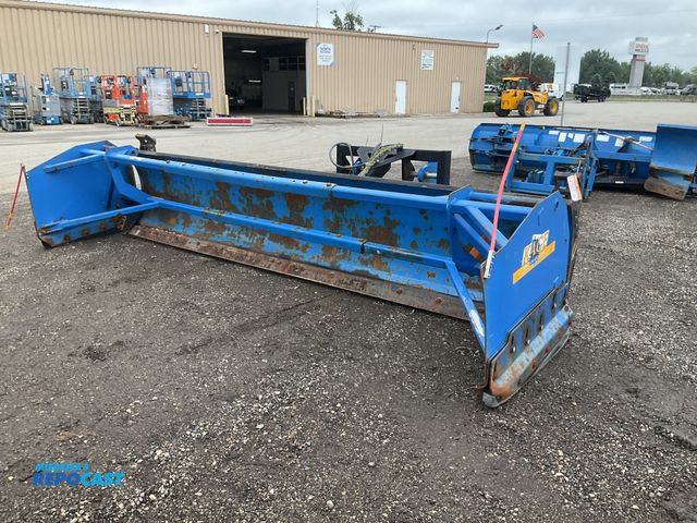 Lot 2-40557 - 14’W Kage Snowplow wheel loader attachment for parts or repair - broken angle cylinder rod and brack...