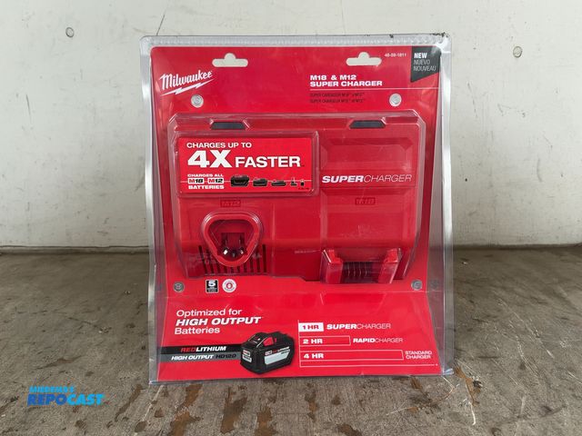 Lot 2-18248 - Milwaukee red lithium super charger HD120, M18 and M12