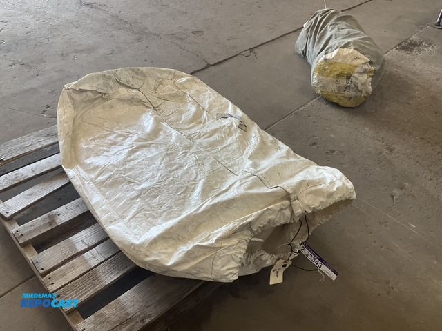 Lot 2-33343 - 20’ x 30’ White and Yellow vinyl pole tent top, used