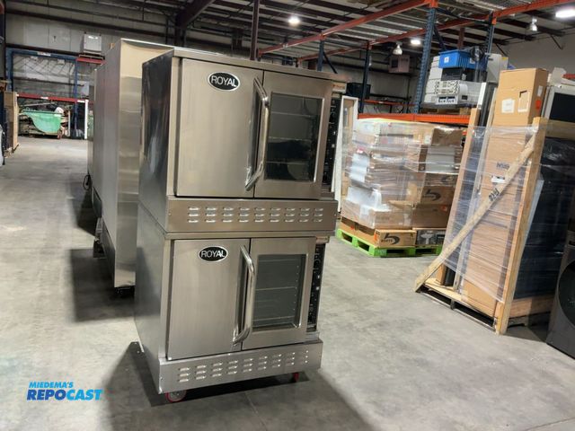 Lot 2-46459 - Pair of Stacked Portable Stainless Steel Royal Range Of California RCOS-1-HE_NAT Convection Ovens Ga...