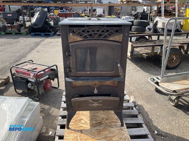 Lot 2-67619 - Cumberland pellet burning wood stove, size: 22”x22.5”x39.5”H - (worked when taken out)