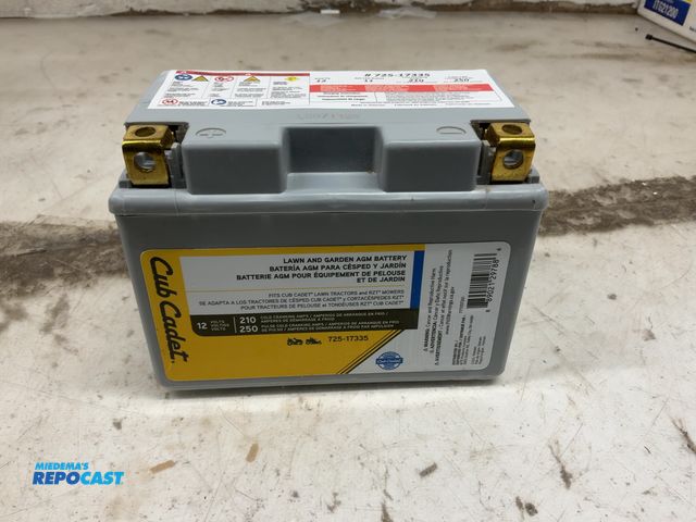 Lot 2-94346 - Cub Cadet Lawn and Garden AGN Battery 12 Volts #725-17335
