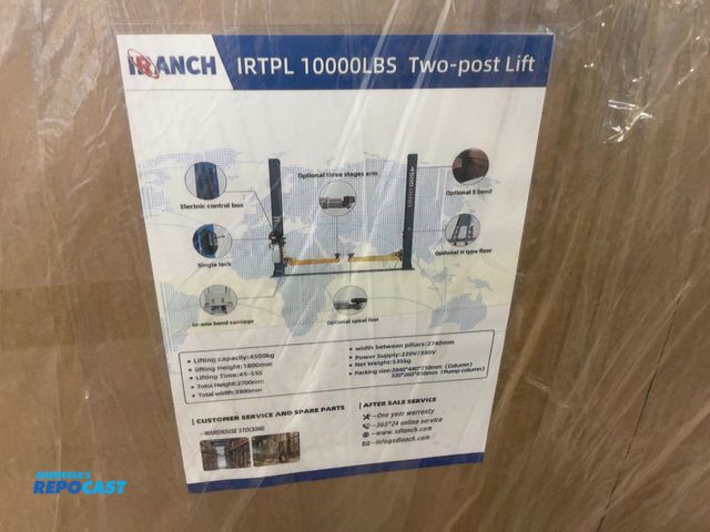 Lot 2-42739 - New IRANCH IRTPL 10,000 lb Capacity Two-Post Vehicle Lift, 1800 MM Lifting Height, Posts are 106-1/2...