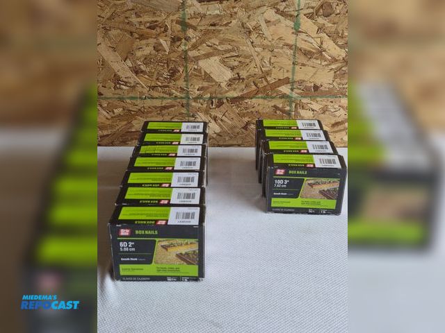 Lot 2-57959 - new exterior galvanized nails 7 boxes 6D 2" 11'b boxes and 4 boxes 10D 3" 11b boxes, made by grip ri...