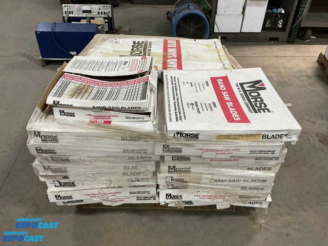 Lot 2-19644 - Skid of new Morse band saw blades varying in size. There’s Challenger 28’x6” 2 .063 3/4, independenc...