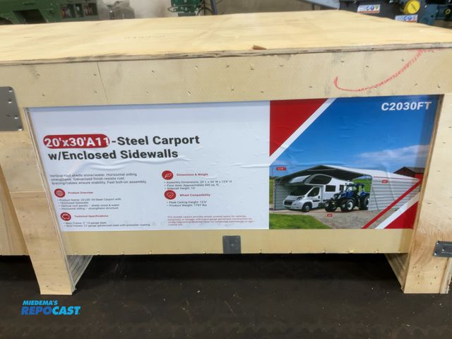 Lot 2-44920 - New SDLANCH 20’x30’ All-Steel Carport with 10’ Enclosed Sidewalls, 12’6” Tall, 10’ Sidewall Height, ...