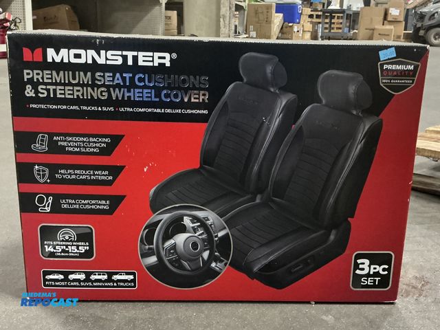 Lot 2-32613 - Monster Premium seat cushion and steering wheel cover