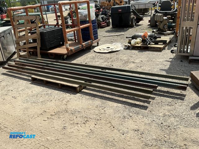 Lot 2-64023 - Steel Sign Posts - tall, heavy duty metal posts w/ holes drilled in the center section of the post t...