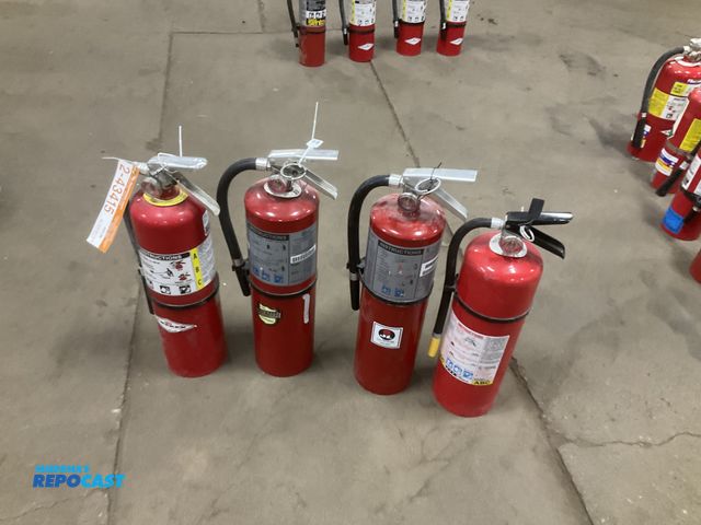 Lot 2-43415 - (4) 10 lb dry chemical fire extinguishers, two were last inspected in 2026, one was last inspected i...