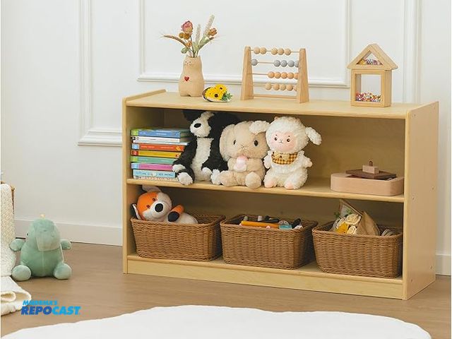 Lot 2-73342 - kidi house 2-Shelf Mobile Storage Cabinet Kids Sh. in Montessori Classroom Furniture Birch Plywood