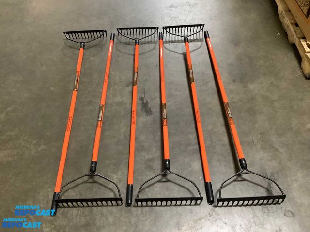 Lot 2-17073 - Lot of (6) Black and Decker #1595 bow rake with orange fiberglass handle