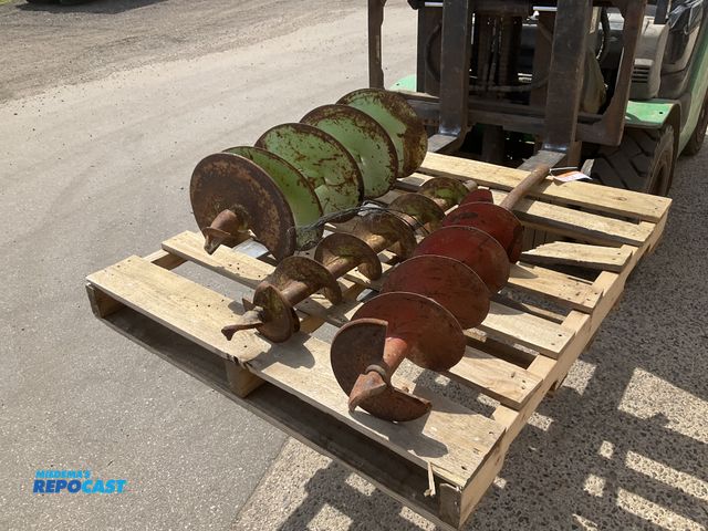 Lot 2-44704 - (3) 1” round drive auger bits, 6”, 8” and 12”, one 16” long extension bar but bar is bent
