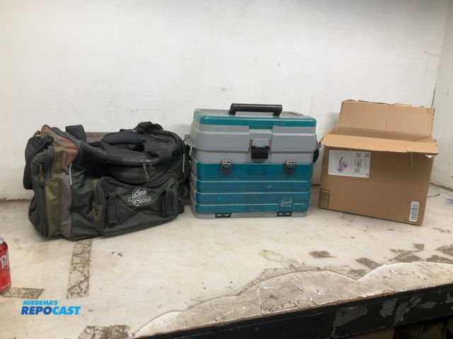 Lot 2-67481 - cabellas tacklebox with fishing lures and other items, also includes 1 large okeechobee fats soft ta...