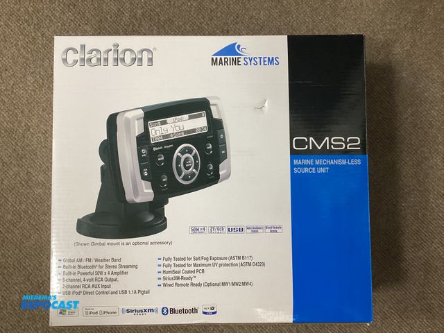 Lot 2-95883 - New Clarion Marine Systems CMS2 marine mechanism-less source unit. Global AM/FM weather band, built-...